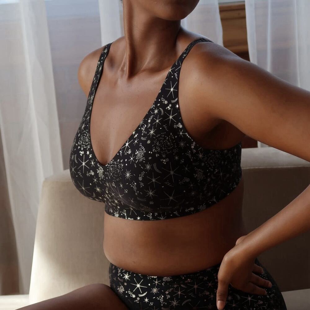Knix Revolution Wireless V-neck Bra Star Celestial Print XXXL Seamless Comfort